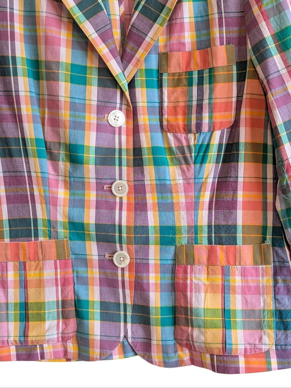 Ralph Lauren Sport Women's Plaid Blazer Pastel Size 8 90's Preppy - Picture 3 of 8